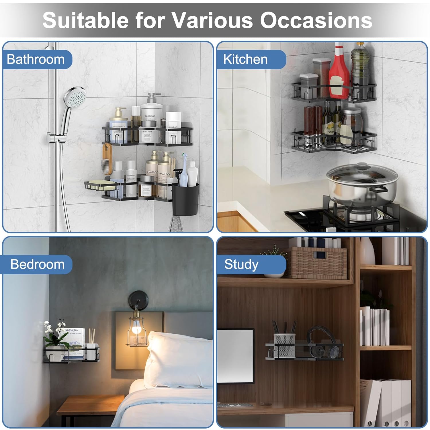 Iron Coating Self-Adhesive Corner Shelf Organizer (2 Pc) Iron Coating Self-Adhesive Corner Shelf Organizer (2 Pc)